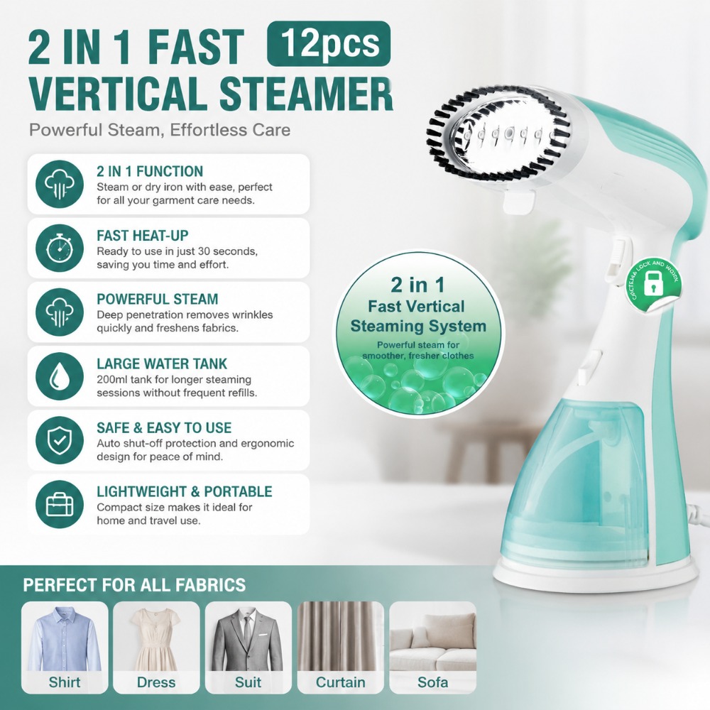 Portable Steamer Clothes - Vaporizador de Ropa Portátil de 1500W